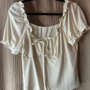 Cream Ruffled Women's Top